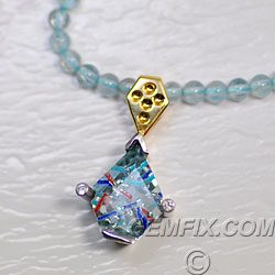 aquamarine white and yellow gold fancy necklace