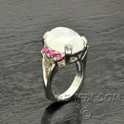 moonstone cushion and pink tourmaline white gold ring