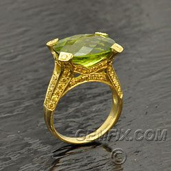 fancy yellow diamonds and peridot ring