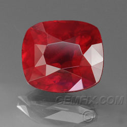 deep red natural ruby cushion unheated untreated