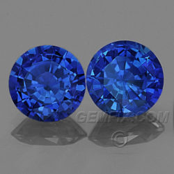 Royal Blue Round Sapphire Pair