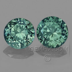 Unheated Teal Montana Sapphire Round Pair parti color