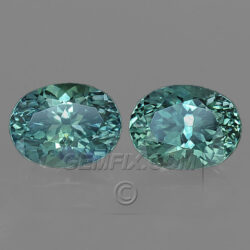 Teal Oval Pair of Montana Sapphires, Blue Green