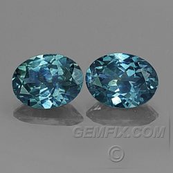 oval pair blue green Montana Sapphire