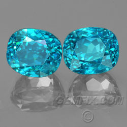 cushion matched pair natural blue zircon